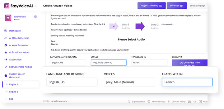 Create Voiceovers in 13 Languages